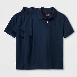 Girls' 3pk Short Sleeve Pique Uniform Polo Shirt - Cat & Jack™ Navy L 10/12 Plus